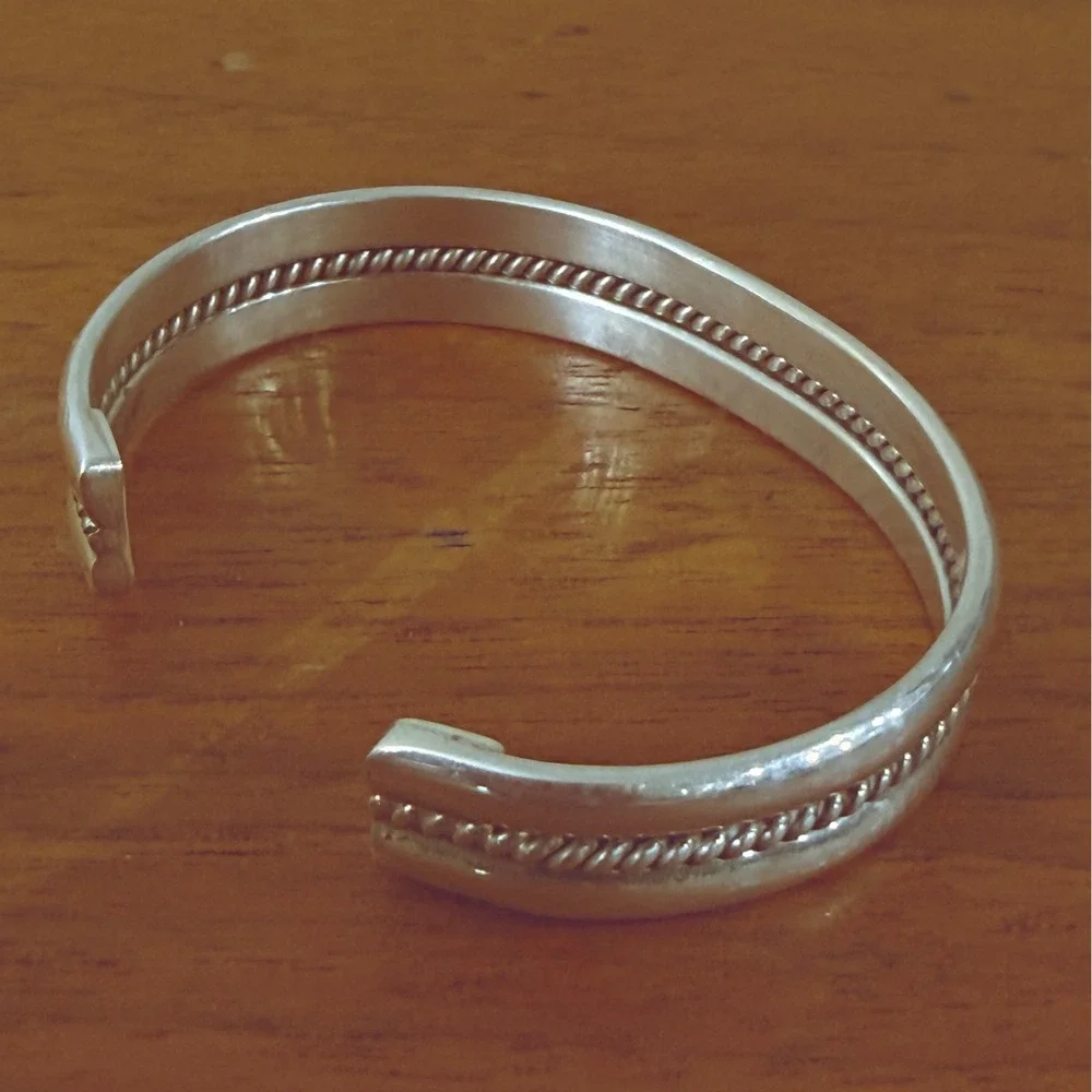 Vintage Sterling Silver Baby's Cuff Bracelet Navajo Style Marked 